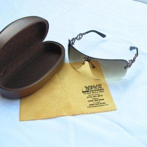 GUCCI 2772/s CBXIS Rimless Gold Shield Wraparound Sunglasses, EUC